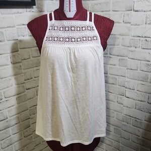 Ultra Flirt White Crochet Detail Women's Blouse